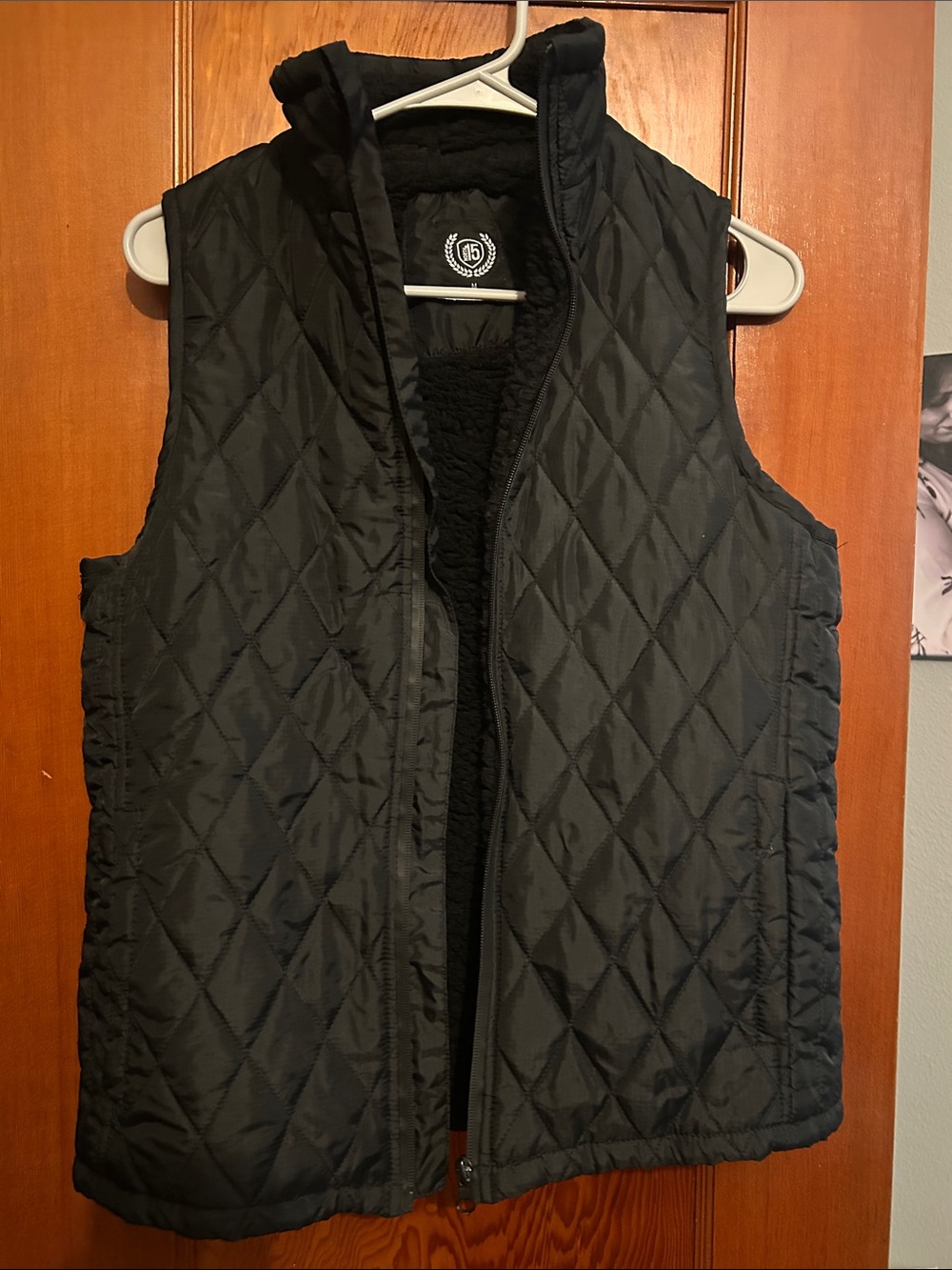 Quilted Black Fleece-Lined Vest